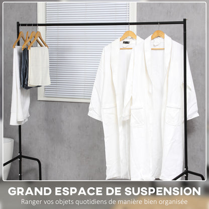 Clothes Rack with Wheels Solid Clothes Rail Coat Stand Load 140 Kg 180 x 60 x 170 cm Black Steel