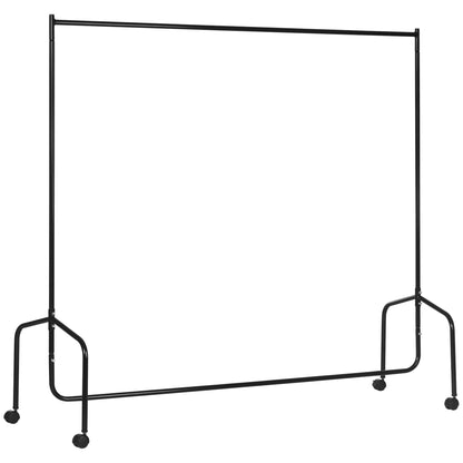 Clothes Rack with Wheels Solid Clothes Rail Coat Stand Load 140 Kg 180 x 60 x 170 cm Black Steel