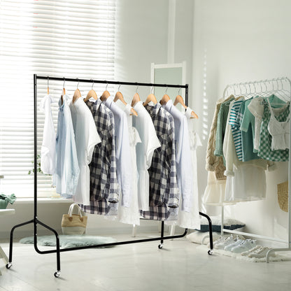 Clothes Rack with Wheels Solid Clothes Rail Coat Stand Load 140 Kg 180 x 60 x 170 cm Black Steel