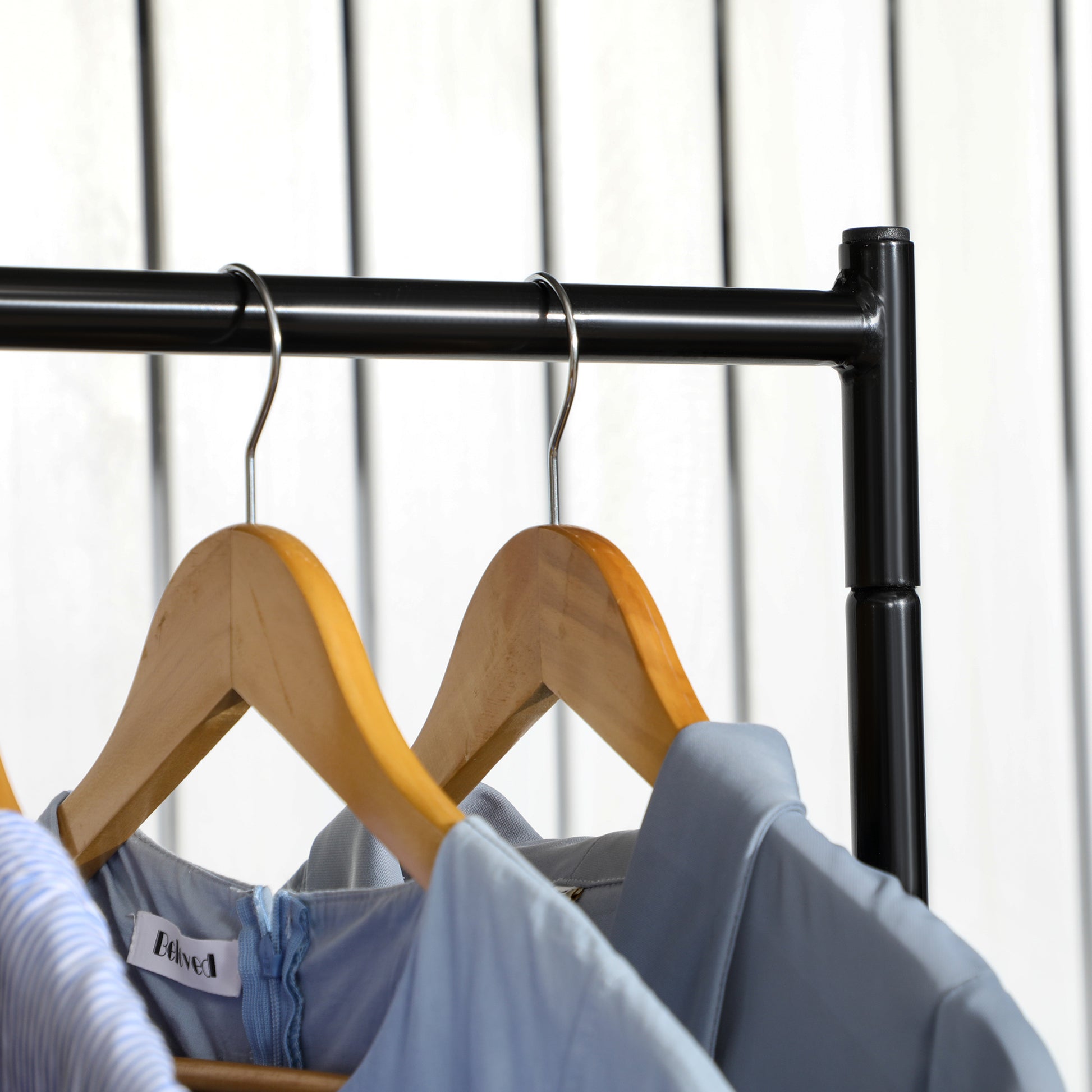 Clothes Rack with Wheels Solid Clothes Rail Coat Stand Load 140 Kg 180 x 60 x 170 cm Black Steel