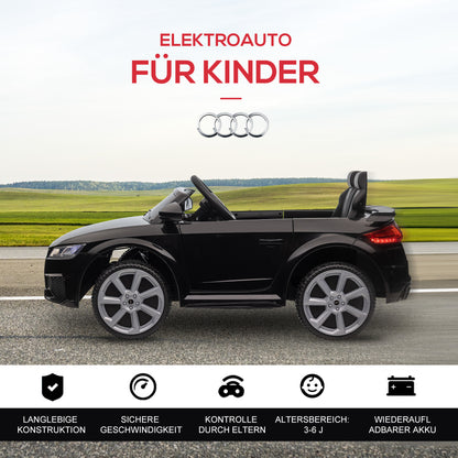 Kids Electric Car 12V Children's Vehicle with 2.4G Remote Control, Music, Horn, Electric Vehicle with LED Light, USB/MP3 Connection, Reverse Function, for Children 3-5 Years, Black