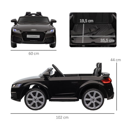 Kids Electric Car 12V Children's Vehicle with 2.4G Remote Control, Music, Horn, Electric Vehicle with LED Light, USB/MP3 Connection, Reverse Function, for Children 3-5 Years, Black