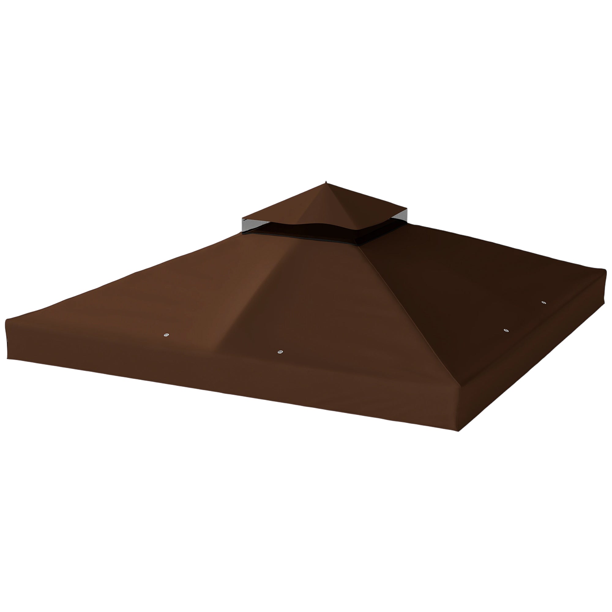 10 x 10 ft 2-Tier Replacement Gazebo Canopy – Oxford Fabric 370 g/m² (≈11 oz/yd²), UPF30+, Drainage Vents, Coffee