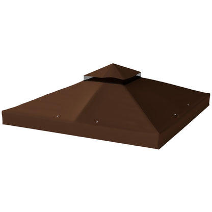 10 x 10 ft 2-Tier Replacement Gazebo Canopy – Oxford Fabric 370 g/m² (≈11 oz/yd²), UPF30+, Drainage Vents, Coffee