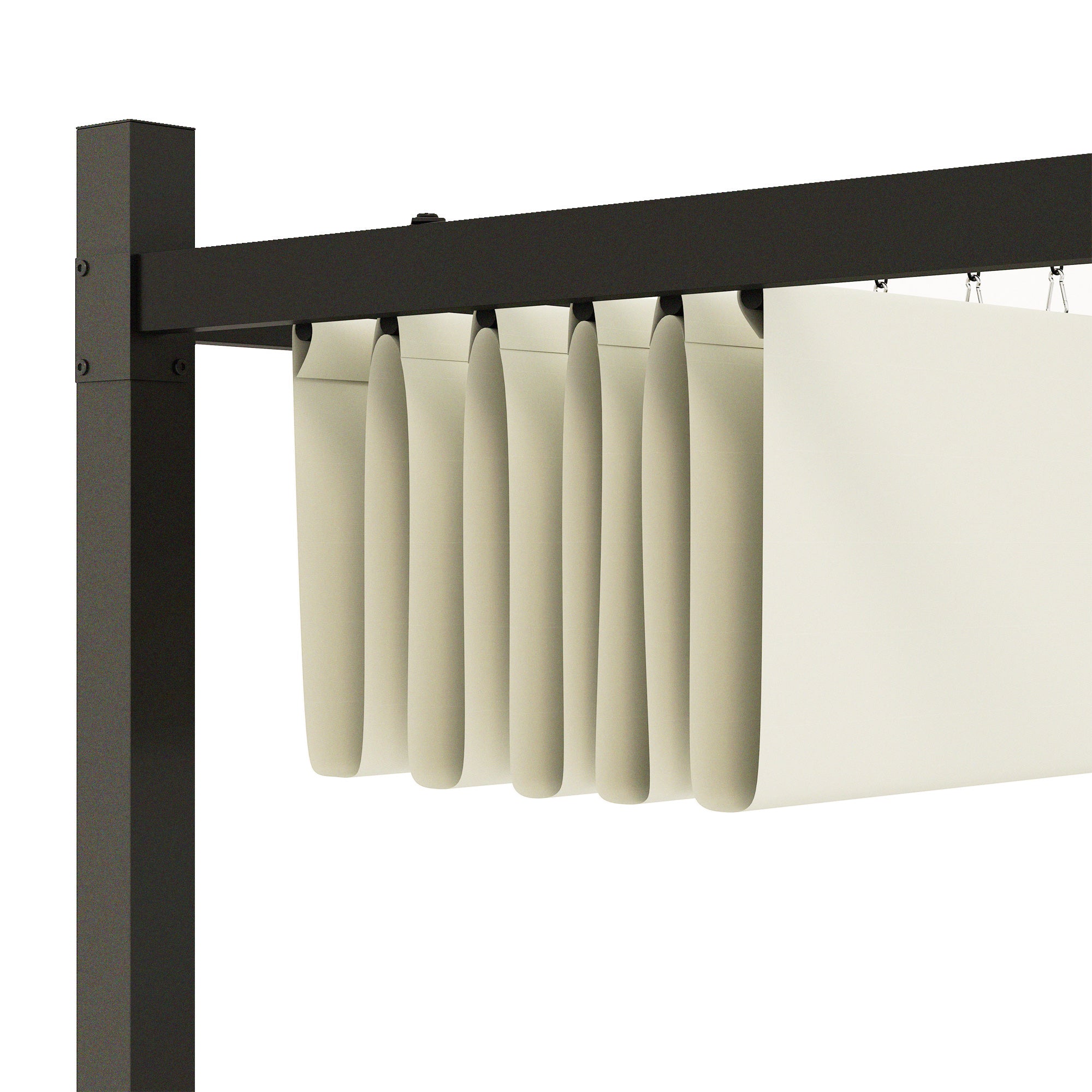 Retractable Sliding Pergola 3 x 3 m Outdoor Garden Pergola with Magnetic Fixation, Garden Canopy, High Density 180g/m² Polyester, Sun Shelter UPF30+, for Terrace, Patio, Cream