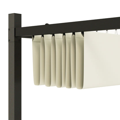 Retractable Sliding Pergola 3 x 3 m Outdoor Garden Pergola with Magnetic Fixation, Garden Canopy, High Density 180g/m² Polyester, Sun Shelter UPF30+, for Terrace, Patio, Cream