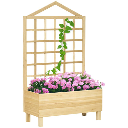 Outdoor Planter in Fir Wood with Trellis, Drainage Holes, and Non-Woven Fabric at the Bottom, 90x43x150 cm