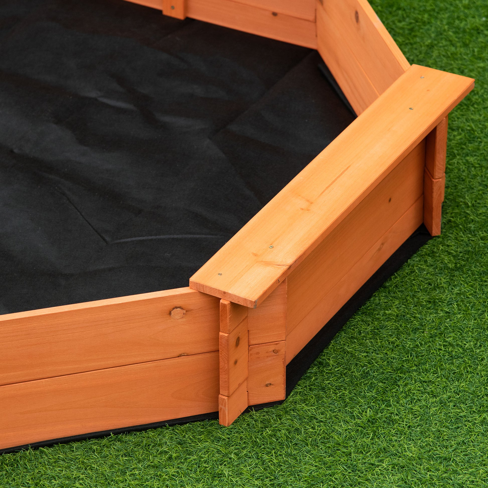 Wooden Children's Sandbox Octagon Sandbox with Polyester and Non-Woven Fabric Cover Playset for Kids 3-8 Years Old for Patio Garden 139.5x139.5x21.5 cm Red and Blue