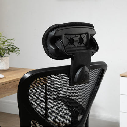 Mesh Office Chair with Adjustable Height Reclining Function Adjustable Headrest and Lumbar Support 62x67x108-118 cm Black