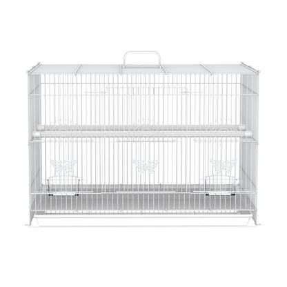 Bird Cage 60x41x41 cm Metal Birdcage with 2 Feeders 2 Perches 3 Doors and Carrying Handle for Small Birds Canaries Parrots White