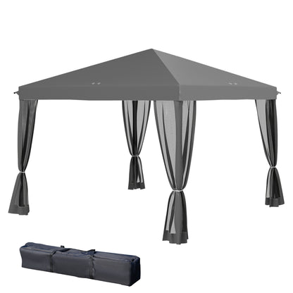 Pavilion approx. 3x3m, water-resistant Sturdy Winterproof Pop-up Folding Pavilion with UV Protection, Foldable Party Tent Garden Tent with 4 Side Panels, Bag Garden Pavilion for Camping Garden, Light Gray