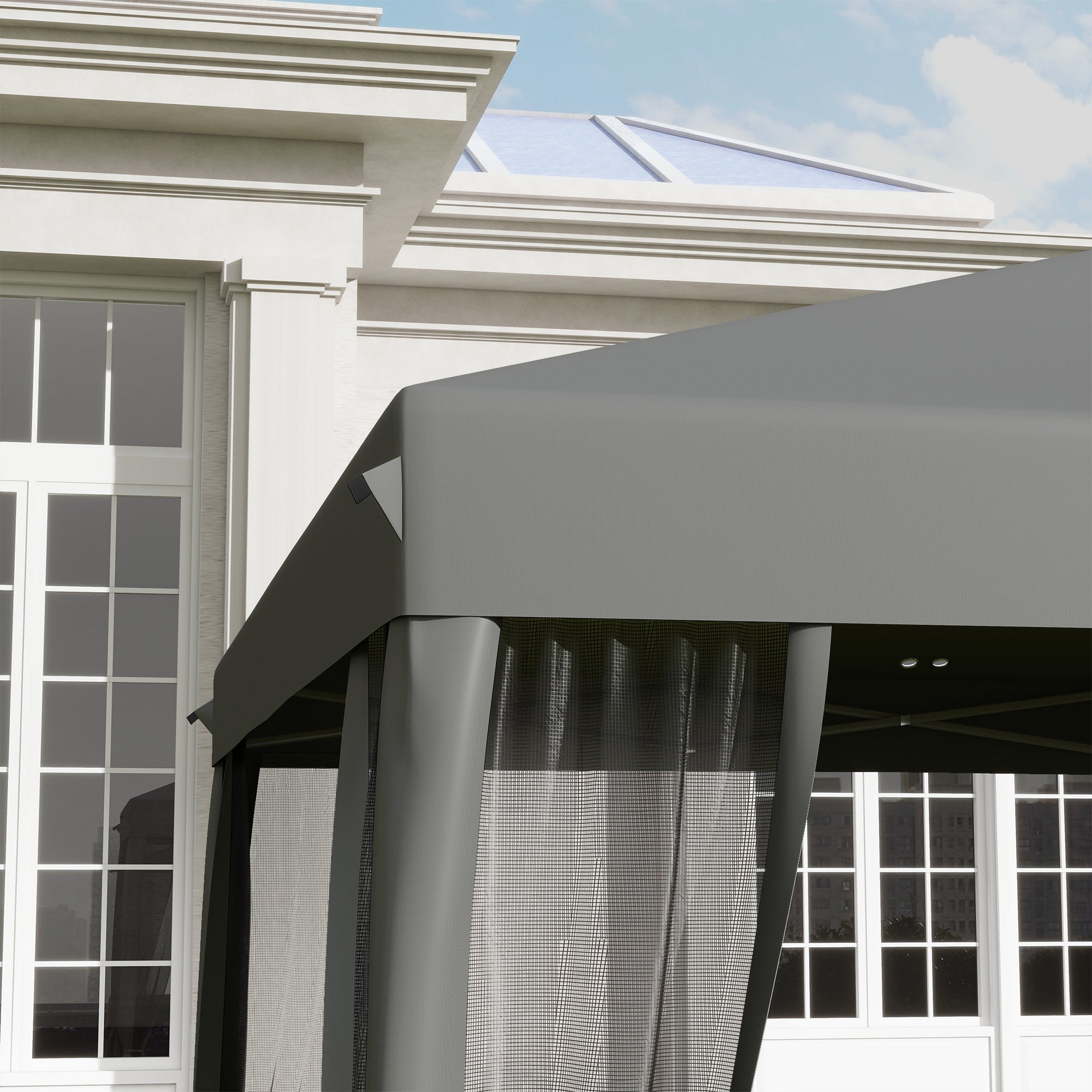 Pavilion approx. 3x3m, water-resistant Sturdy Winterproof Pop-up Folding Pavilion with UV Protection, Foldable Party Tent Garden Tent with 4 Side Panels, Bag Garden Pavilion for Camping Garden, Light Gray