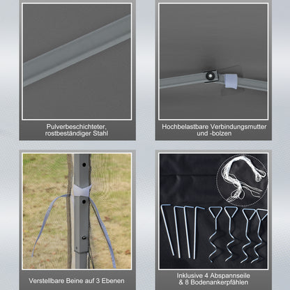 Pavilion approx. 3x3m, water-resistant Sturdy Winterproof Pop-up Folding Pavilion with UV Protection, Foldable Party Tent Garden Tent with 4 Side Panels, Bag Garden Pavilion for Camping Garden, Light Gray