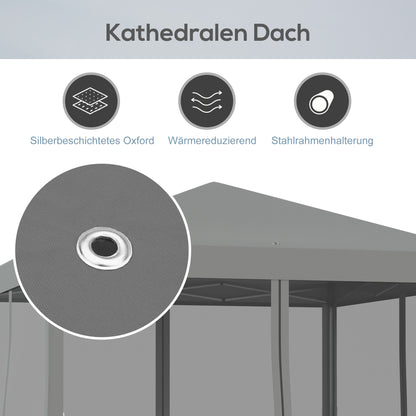 Pavilion approx. 3x3m, water-resistant Sturdy Winterproof Pop-up Folding Pavilion with UV Protection, Foldable Party Tent Garden Tent with 4 Side Panels, Bag Garden Pavilion for Camping Garden, Light Gray