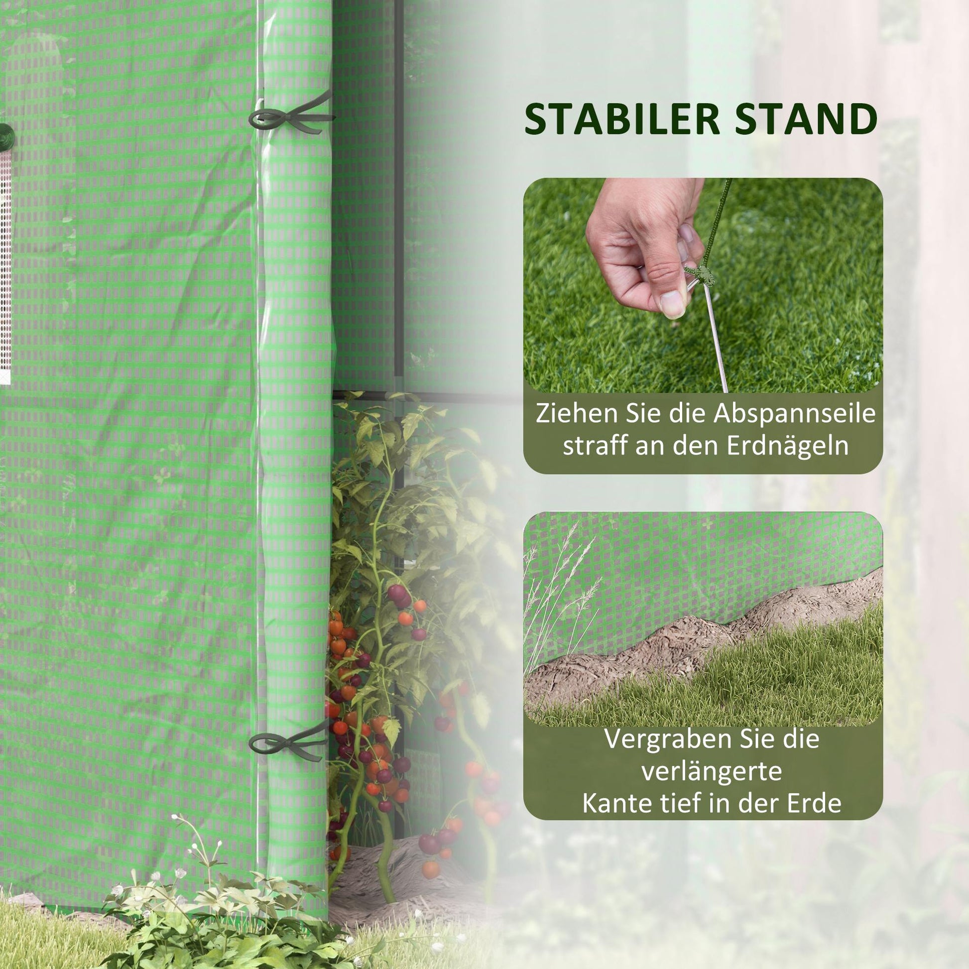 Film Greenhouse, Greenhouse, Greenhouse with Two Doors, Windproof Tomato House with Side Window, UV Protection for Garden, PE, Green, 200 x 80 x 200 cm