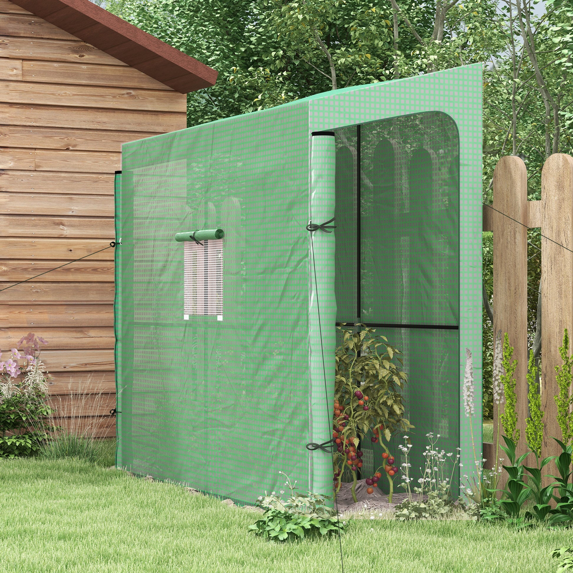 Film Greenhouse, Greenhouse, Greenhouse with Two Doors, Windproof Tomato House with Side Window, UV Protection for Garden, PE, Green, 200 x 80 x 200 cm