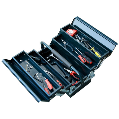 Toolbox Tool Chest 5 Compartments Foldable Steel (SPCC) Dark Green 56 x 20 x 41 cm