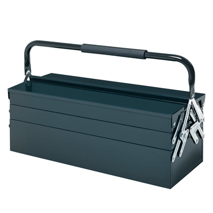 Toolbox Tool Chest 5 Compartments Foldable Steel (SPCC) Dark Green 56 x 20 x 41 cm