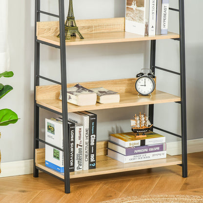 5-Level Bookcase Living Room Shelf Bookshelf with Metal Frame 25 kg Load Capacity for Office Study 70x35x149.5 cm Natural