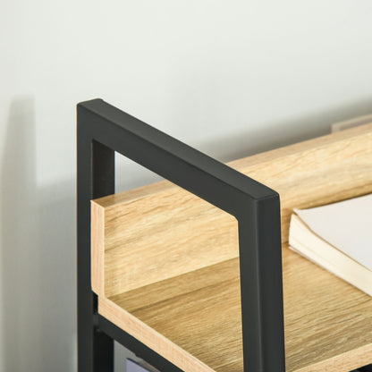 5-Level Bookcase Living Room Shelf Bookshelf with Metal Frame 25 kg Load Capacity for Office Study 70x35x149.5 cm Natural