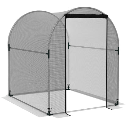 Insect Protection Net 1.2 x 1.5 m Garden Net with Door, Plant Protection Tent, Pest Protection Net with Steel Frame, for Garden, Balcony, HDPE, Black