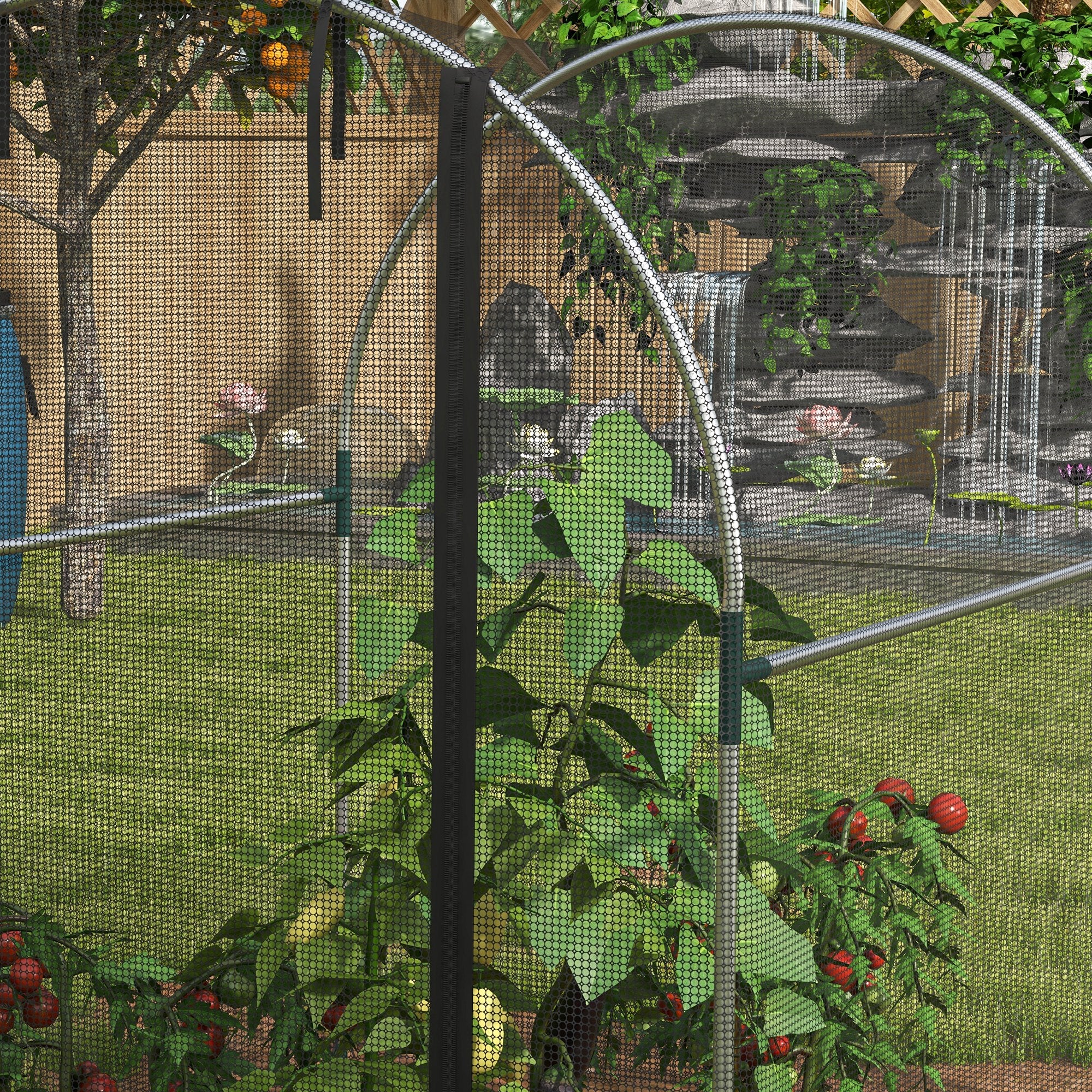 Insect Protection Net 1.2 x 1.5 m Garden Net with Door, Plant Protection Tent, Pest Protection Net with Steel Frame, for Garden, Balcony, HDPE, Black