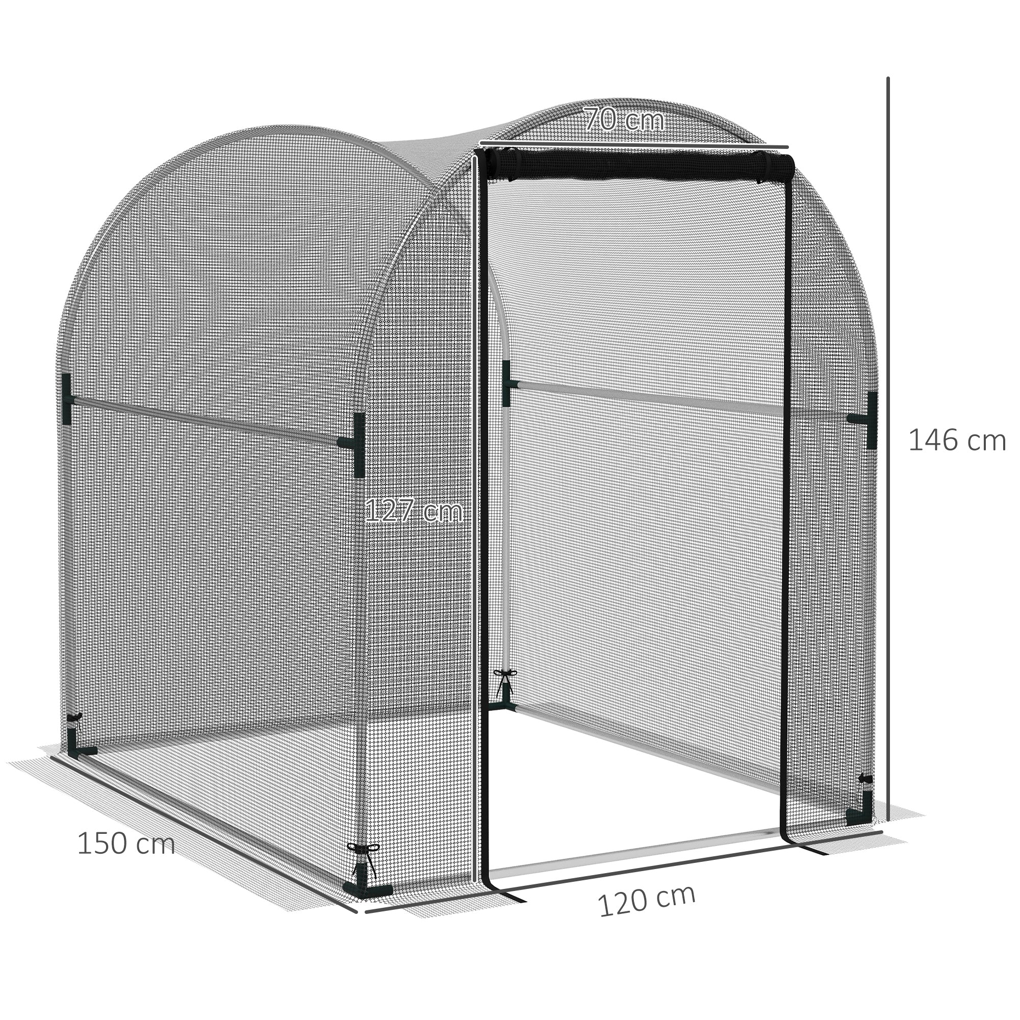 Insect Protection Net 1.2 x 1.5 m Garden Net with Door, Plant Protection Tent, Pest Protection Net with Steel Frame, for Garden, Balcony, HDPE, Black