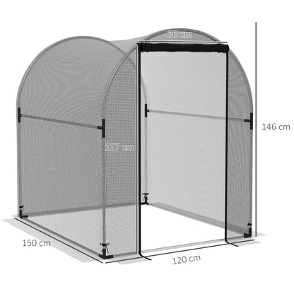 Insect Protection Net 1.2 x 1.5 m Garden Net with Door, Plant Protection Tent, Pest Protection Net with Steel Frame, for Garden, Balcony, HDPE, Black