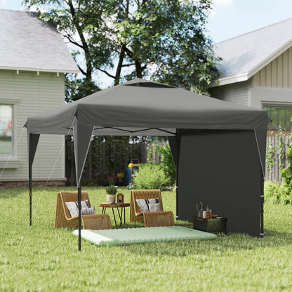 Pop-Up Folding Garden Gazebo with Removable Side Wall + Transport Bag Steel Oxford Fabric 3 x 3 x 2.65 m Gray