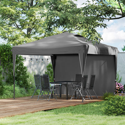 Pop-Up Folding Garden Gazebo with Removable Side Wall + Transport Bag Steel Oxford Fabric 3 x 3 x 2.65 m Gray