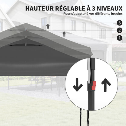 Pop-Up Folding Garden Gazebo with Removable Side Wall + Transport Bag Steel Oxford Fabric 3 x 3 x 2.65 m Gray