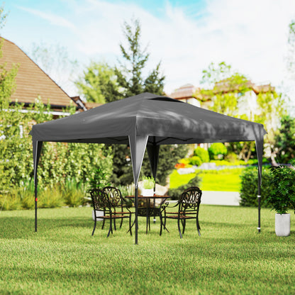 Pop-Up Folding Garden Gazebo with Removable Side Wall + Transport Bag Steel Oxford Fabric 3 x 3 x 2.65 m Gray