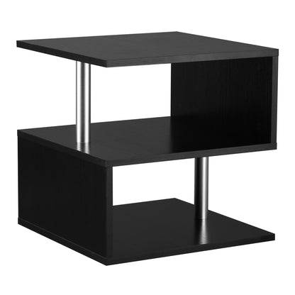 Small Side Table Square Side Table for Sofa with S-Shaped Open Compartment Modern Design 50x50x50 cm Black
