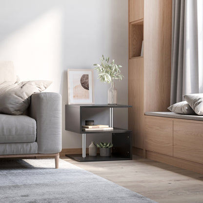 Small Side Table Square Side Table for Sofa with S-Shaped Open Compartment Modern Design 50x50x50 cm Black