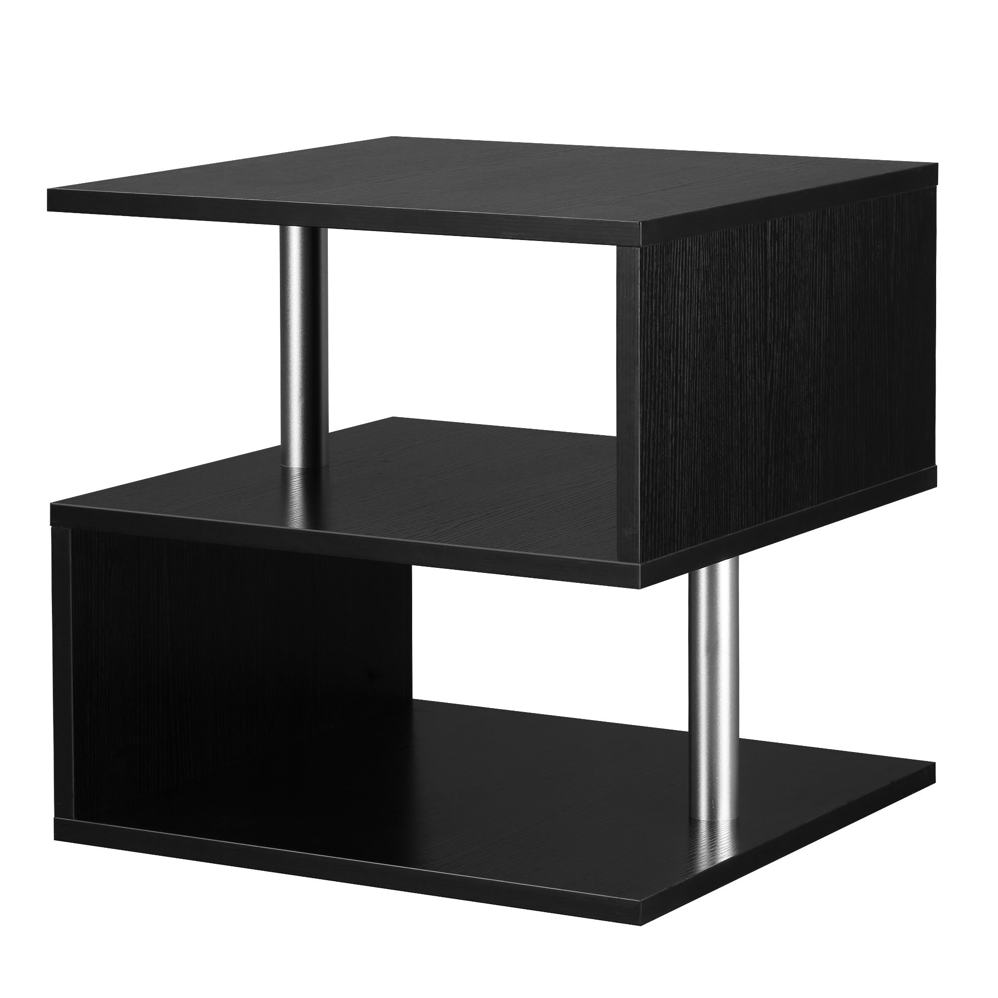 Small Side Table Square Side Table for Sofa with S-Shaped Open Compartment Modern Design 50x50x50 cm Black
