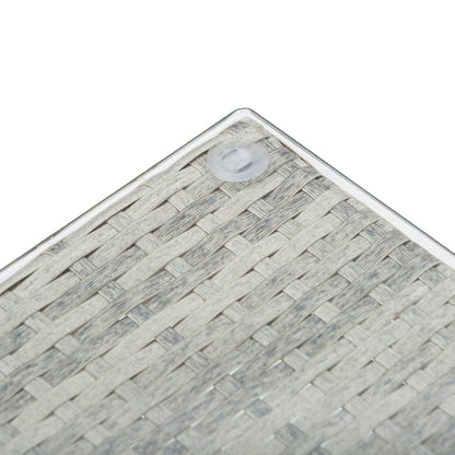 3-Piece Rattan Furniture Set Center Table Double Sofa and 3-Seater Sofa with Removable Cushions for Outdoor Garden Terrace Patio Gray Steel