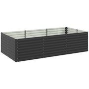 Outdoor Planter Box, Galvanized Raised Garden Bed, Rectangular Garden Planter with Safety Edge and Open Bottom, for Flowers, Herbs, Vegetables, 240 x 120 x 60 cm, Gray