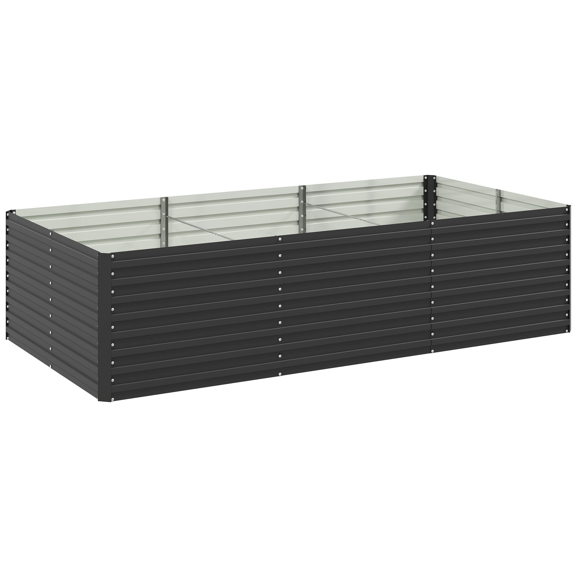 Outdoor Planter Box, Galvanized Raised Garden Bed, Rectangular Garden Planter with Safety Edge and Open Bottom, for Flowers, Herbs, Vegetables, 240 x 120 x 60 cm, Gray