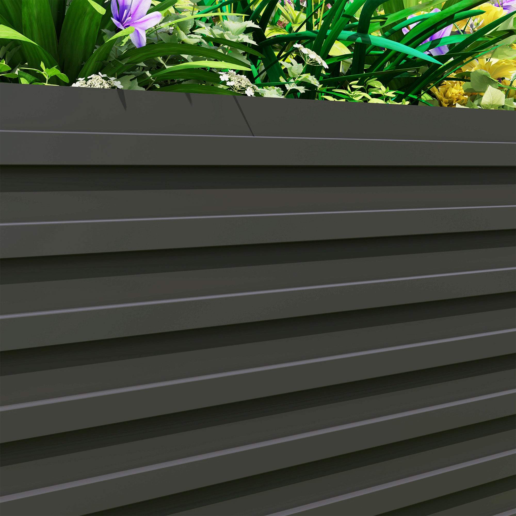 Outdoor Planter Box, Galvanized Raised Garden Bed, Rectangular Garden Planter with Safety Edge and Open Bottom, for Flowers, Herbs, Vegetables, 240 x 120 x 60 cm, Gray