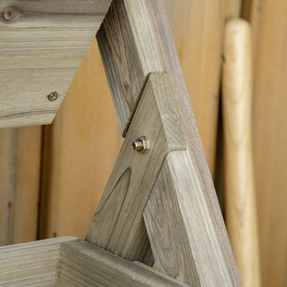 3-Tier Wooden Vertical Planter Box with Non-Woven Fabric and Drainage Holes Urban Garden for Plants Pots Flowers Garden 71x61x77 cm Natural