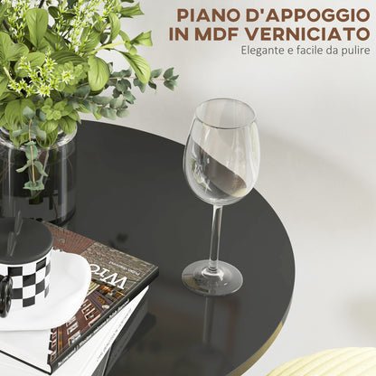 Modern High Bar Table, Round Kitchen Table for 2 People with Steel Base and MDF Top, Ø70x102cm, Black