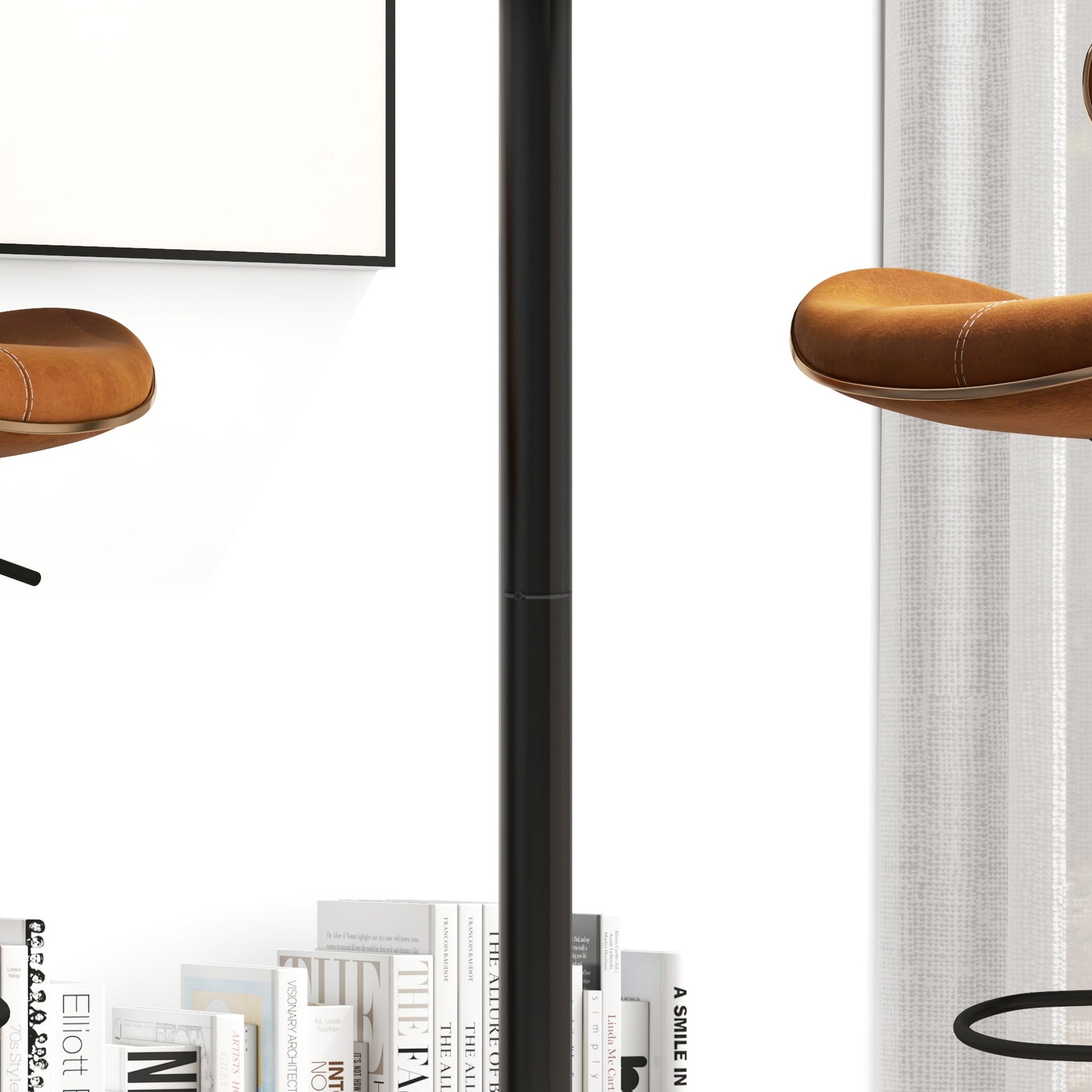 Modern High Bar Table, Round Kitchen Table for 2 People with Steel Base and MDF Top, Ø70x102cm, Black