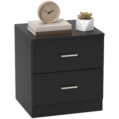 Modern Nightstand, Bedroom Bedside Table with 2 Drawers, Accent Side Table for Living Room or Bedroom, 17.7 x 15.6 x 19.3 in, Black