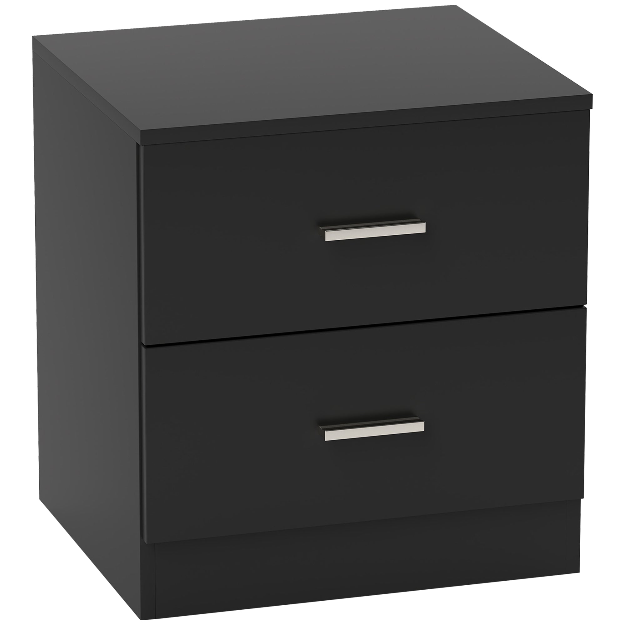 Modern Nightstand, Bedroom Bedside Table with 2 Drawers, Accent Side Table for Living Room or Bedroom, 17.7 x 15.6 x 19.3 in, Black