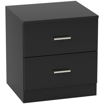 Modern Nightstand, Bedroom Bedside Table with 2 Drawers, Accent Side Table for Living Room or Bedroom, 17.7 x 15.6 x 19.3 in, Black