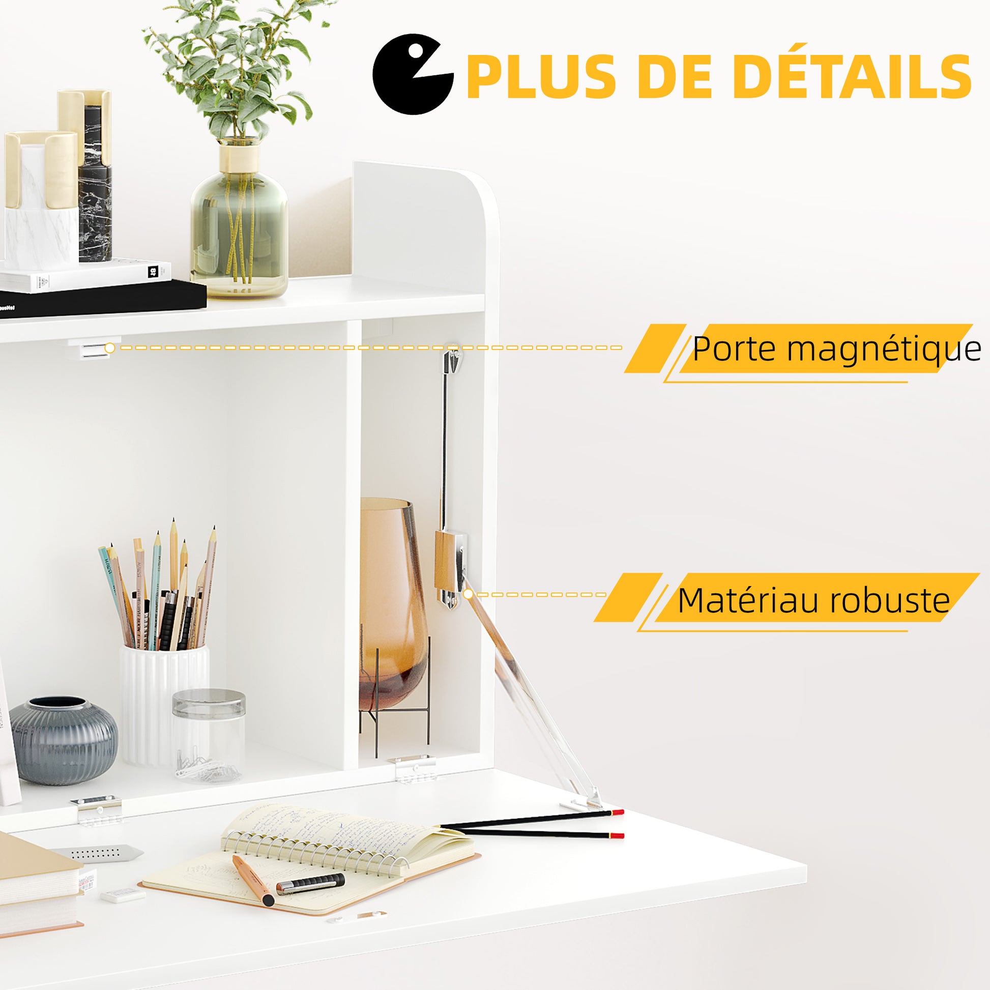 Wall-Mounted Folding Desk Computer Desk with Shelf - 77 x 20 x 51 cm