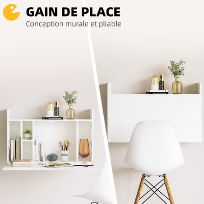 Wall-Mounted Folding Desk Computer Desk with Shelf - 77 x 20 x 51 cm