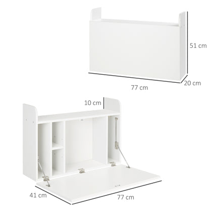 Wall-Mounted Folding Desk Computer Desk with Shelf - 77 x 20 x 51 cm