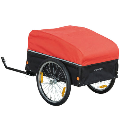SPORTNOW Bike Trailer 170 L Cargo Trailer with Hitch, Rain Cover, 20" Quick-Release Air Wheels, Up to 40 kg