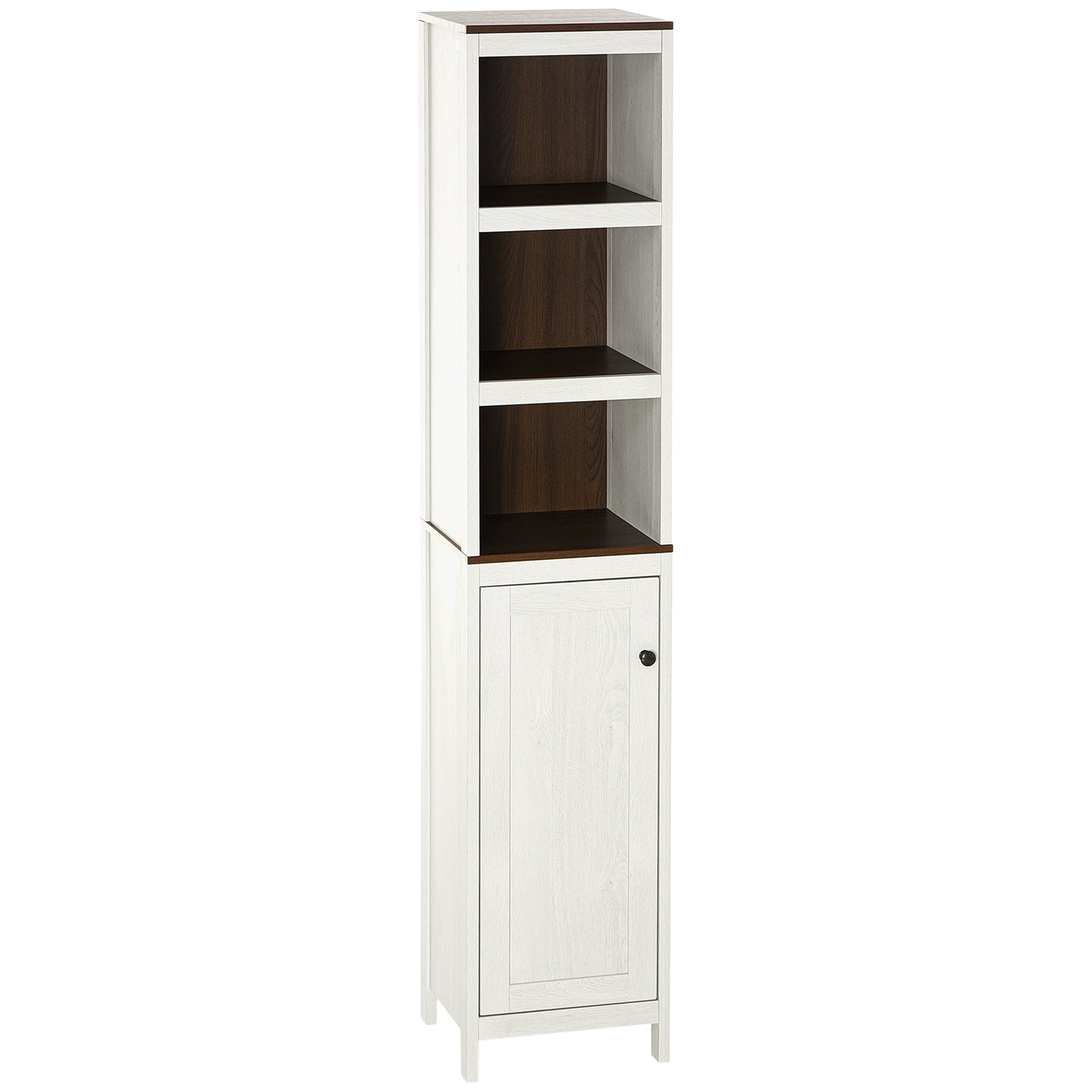 Modern Bathroom Auxiliary Furniture Bathroom Cabinet with 3 Open Shelves and 2 Adjustable Shelves Storage Cabinet for Living Room Bedroom 32x30x161 cm White